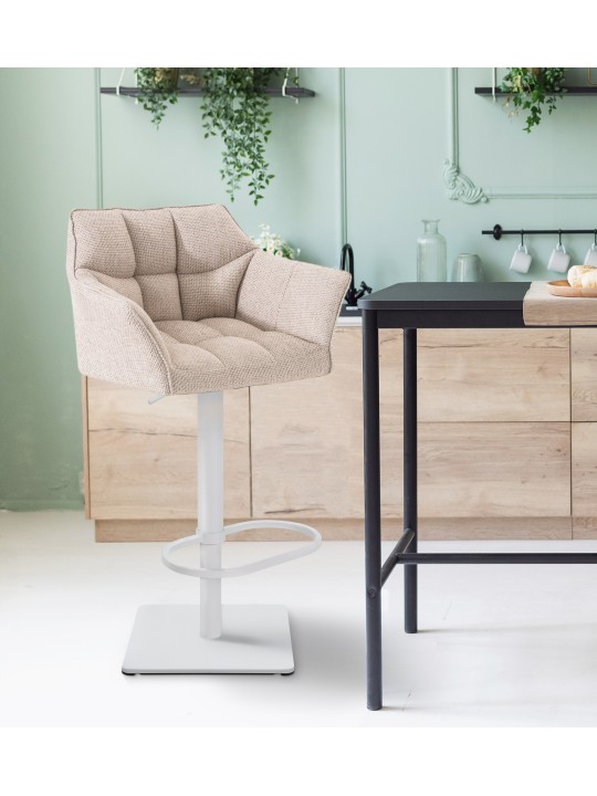 Taburete de bar Damaso W tela, marfil