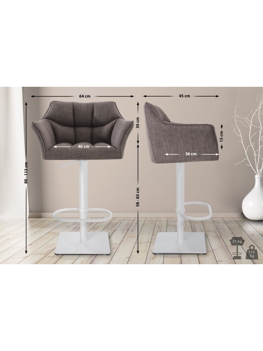 Taburete de bar Damaso W tela, gris Taburete de bar Damaso W tela, gris