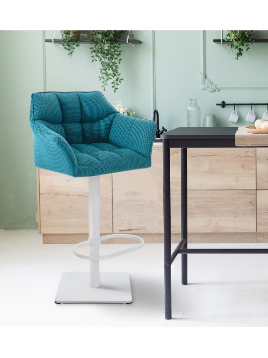 Taburete de bar Damaso W tela, turquesa