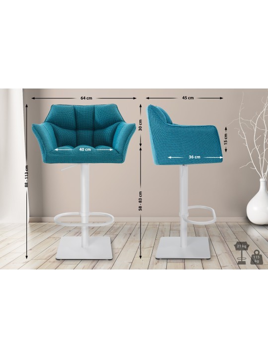 Taburete de bar Damaso W tela, turquesa
