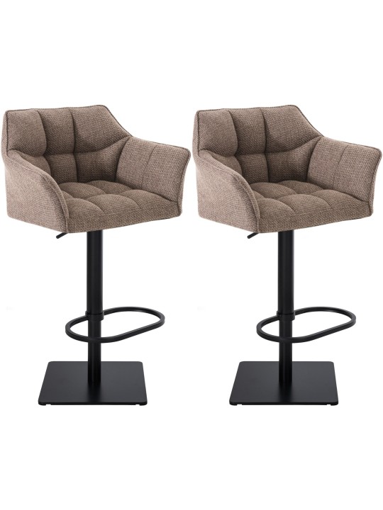 Juego de 2 taburetes de bar tela Damaso, marrón tierra