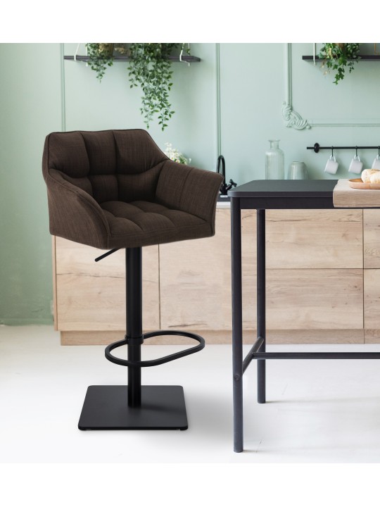 Juego de 2 taburetes de bar tela Damaso, marrón