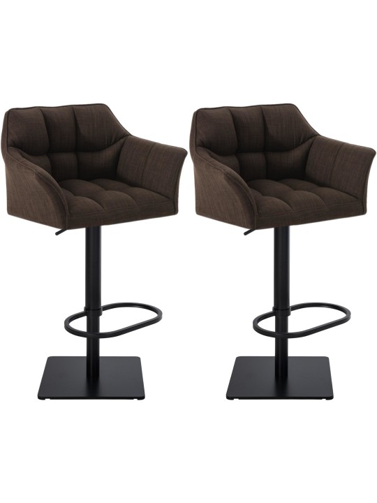Juego de 2 taburetes de bar tela Damaso, marrón
