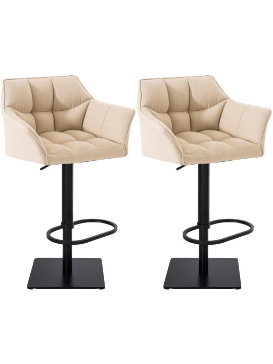 Juego de 2 taburetes de bar tela Damaso, crema