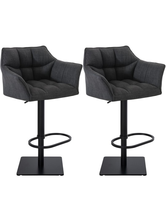 Juego de 2 taburetes de bar tela Damaso, gris oscuro Juego de 2 taburetes de bar tela Damaso, gris oscuro