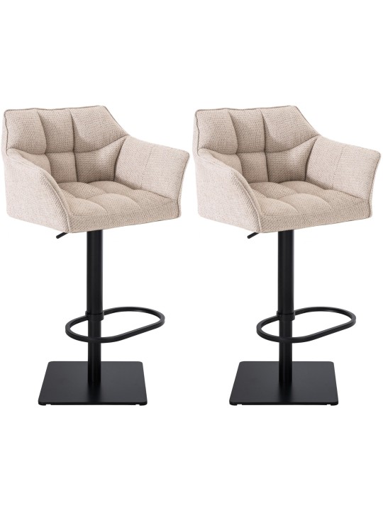 Juego de 2 taburetes de bar tela Damaso, marfil