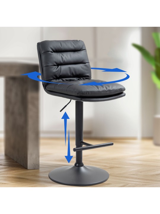 Taburete de bar Damar piel sintética, negro Taburete de bar Damar piel sintética, negro