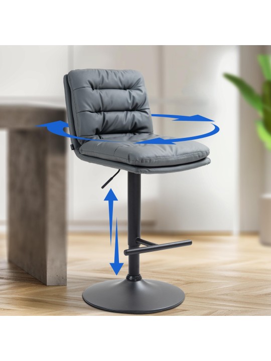 Taburete de bar Damar piel sintética, gris