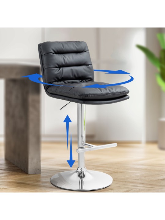 Taburete de bar Damar piel sintética cromado, negro