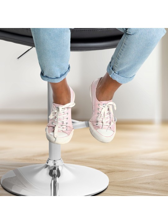 Taburete de bar Damar piel sintética cromado, negro