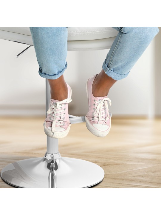 Taburete de bar Damar piel sintética cromado, blanco