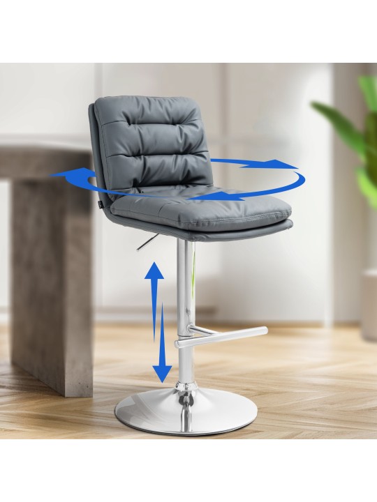 Taburete de bar Damar piel sintética cromado, gris