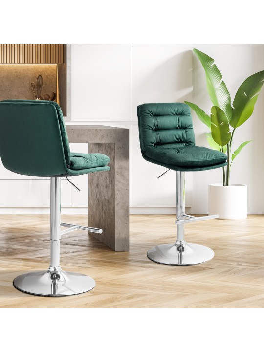 Taburete de bar Damar terciopelo cromado, verde