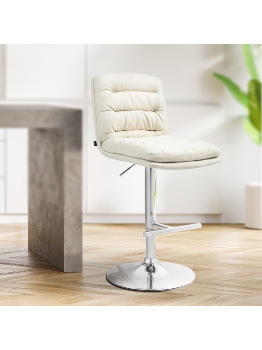 Taburete de bar Damar tela cromo, crema