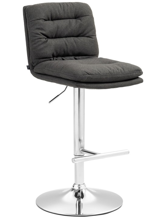 Taburete de bar Damar tela cromo, gris oscuro