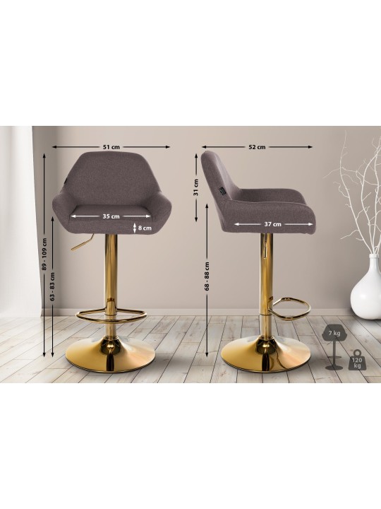 Taburete de bar Braga Tela dorada, marrón