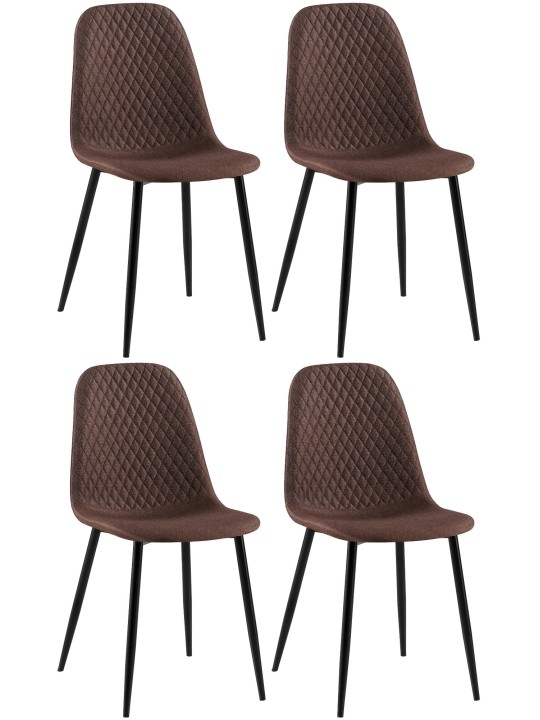 Conjunto de 4 sillas tela Giverny, marrón Conjunto de 4 sillas tela Giverny, marrón