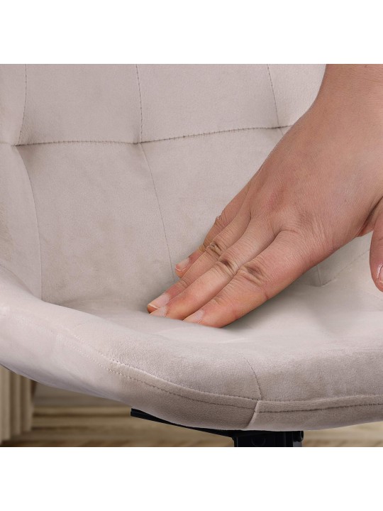 Silla de comedor Merna de terciopelo, crema