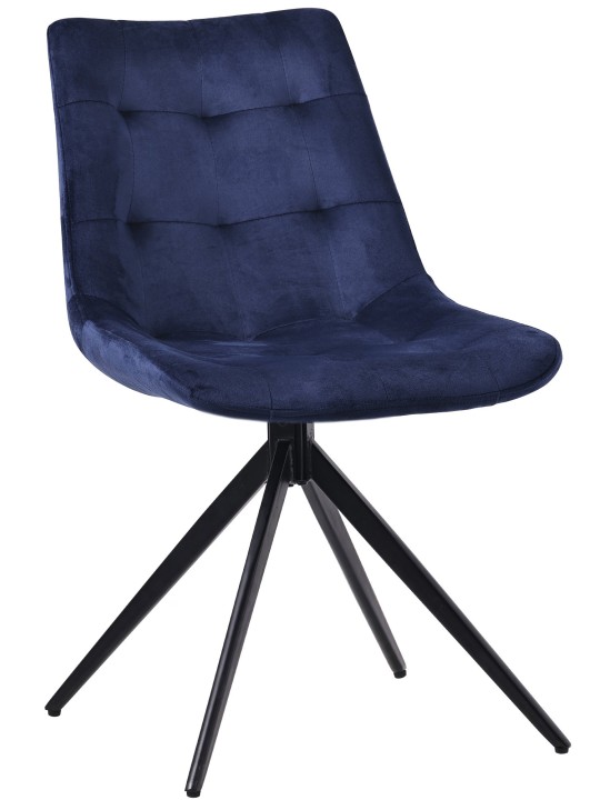 Silla de comedor Merna de terciopelo, azul oscuro