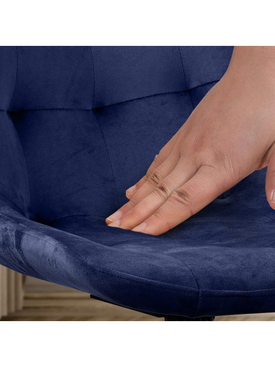 Silla de comedor Merna de terciopelo, azul oscuro