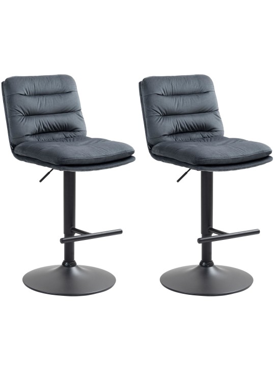 Juego de 2 taburetes de bar Damar terciopelo, gris oscuro