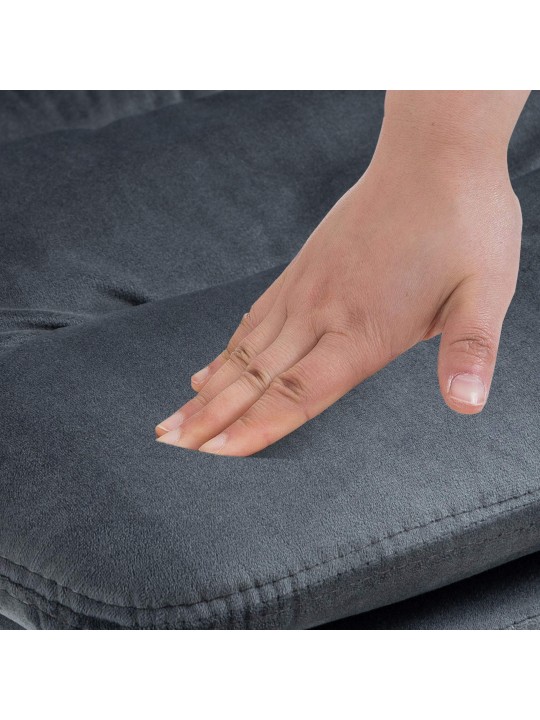 Juego de 2 taburetes de bar Damar terciopelo, gris oscuro