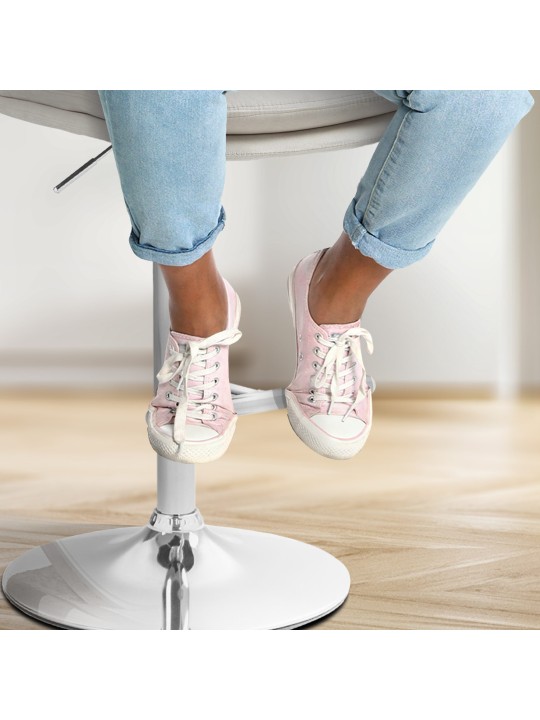 Juego de 2 taburetes de bar Damar terciopelo cromado, crema Juego de 2 taburetes de bar Damar terciopelo cromado, crema