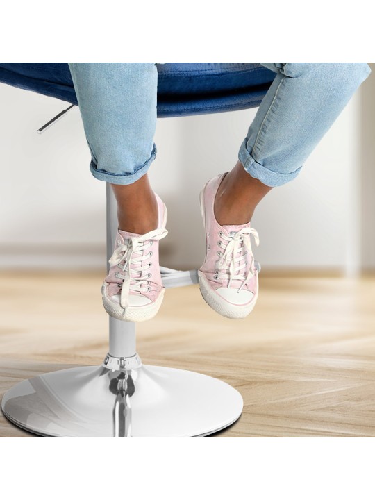 Juego de 2 taburetes de bar Damar terciopelo cromado, azul Juego de 2 taburetes de bar Damar terciopelo cromado, azul