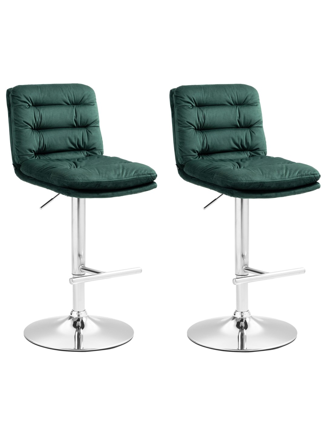 Juego de 2 taburetes de bar Damar terciopelo cromado, verde