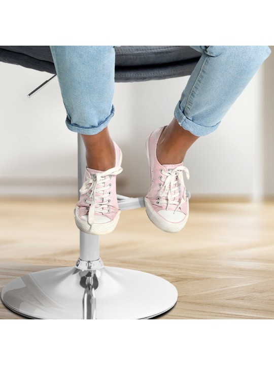 Juego de 2 taburetes de bar Damar terciopelo cromado, gris oscuro Juego de 2 taburetes de bar Damar terciopelo cromado, gris oscuro