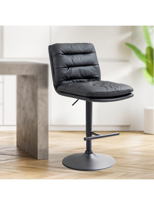 Juego de 2 taburetes de bar Damar de piel sintética, negro Juego de 2 taburetes de bar Damar de piel sintética, negro