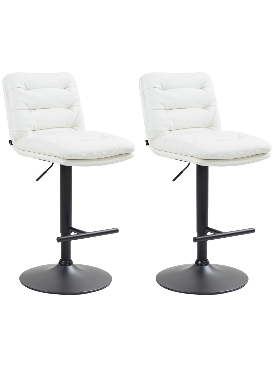 Juego de 2 taburetes de bar Damar de piel sintética, blanco