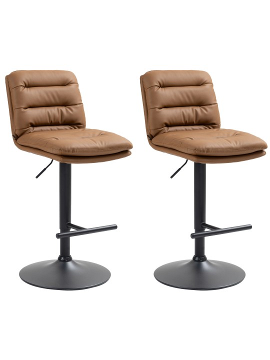 Juego de 2 taburetes de bar Damar de piel sintética, marrón claro Juego de 2 taburetes de bar Damar de piel sintética, marrón claro