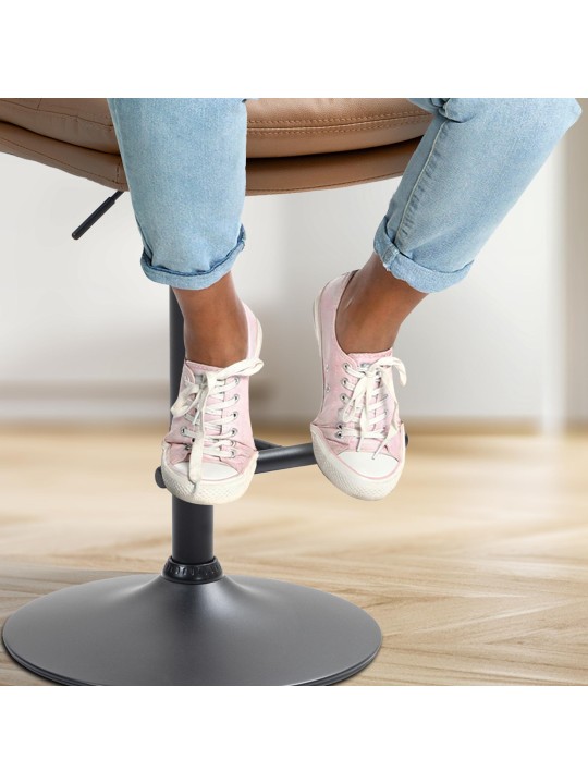 Juego de 2 taburetes de bar Damar de piel sintética, marrón claro Juego de 2 taburetes de bar Damar de piel sintética, marrón claro