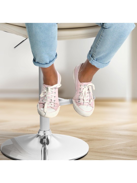 Juego de 2 taburetes de bar Damar piel sintética cromados, crema