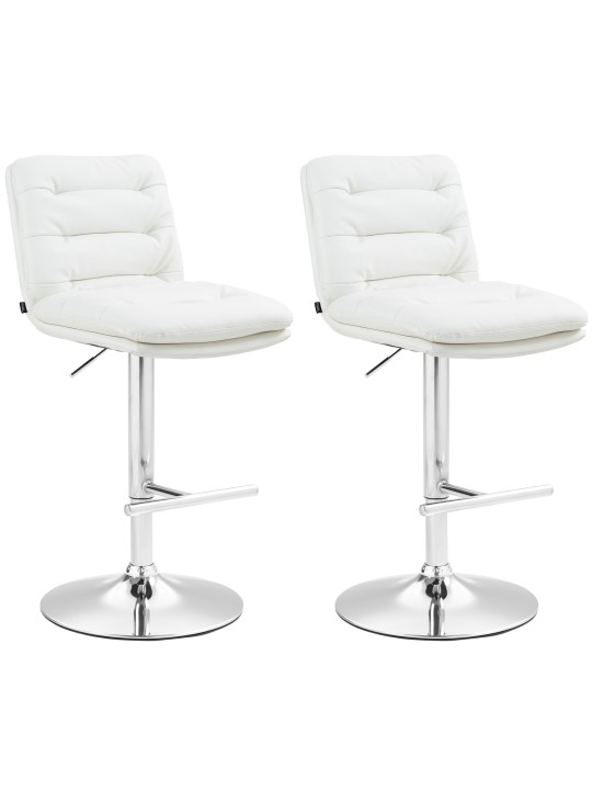 Juego de 2 taburetes de bar Damar piel sintética cromados, blanco Juego de 2 taburetes de bar Damar piel sintética cromados, blanco