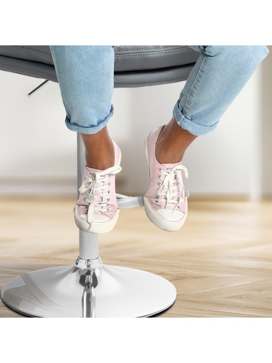 Juego de 2 taburetes de bar Damar piel sintética cromados, gris Juego de 2 taburetes de bar Damar piel sintética cromados, gris