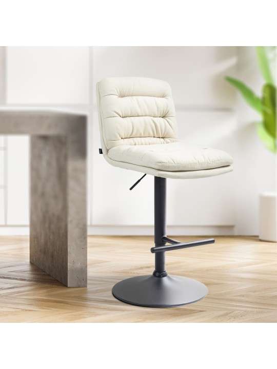 Juego de 2 taburetes de bar tela Damar, crema