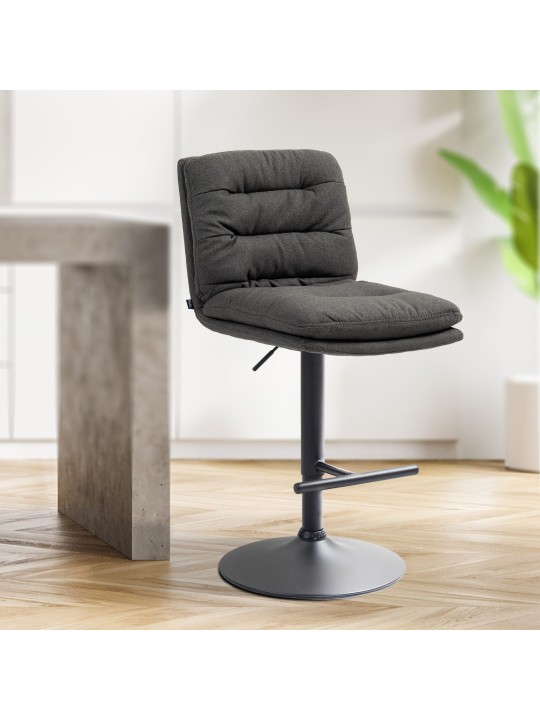 Juego de 2 taburetes de bar tela Damar, gris oscuro