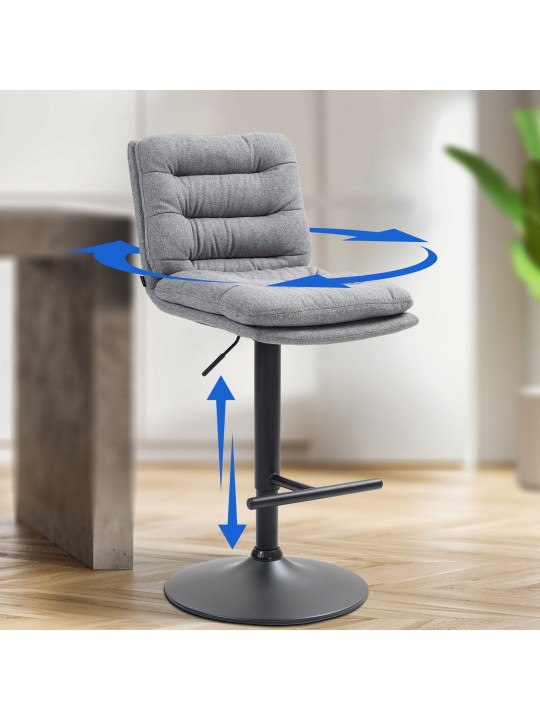 Juego de 2 taburetes de bar tela Damar, gris