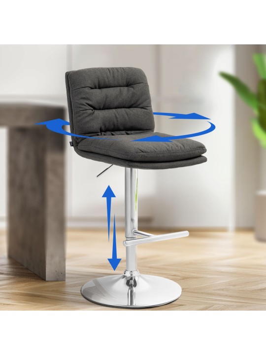 Juego de 2 taburetes de bar Damar tela cromo, gris oscuro Juego de 2 taburetes de bar Damar tela cromo, gris oscuro