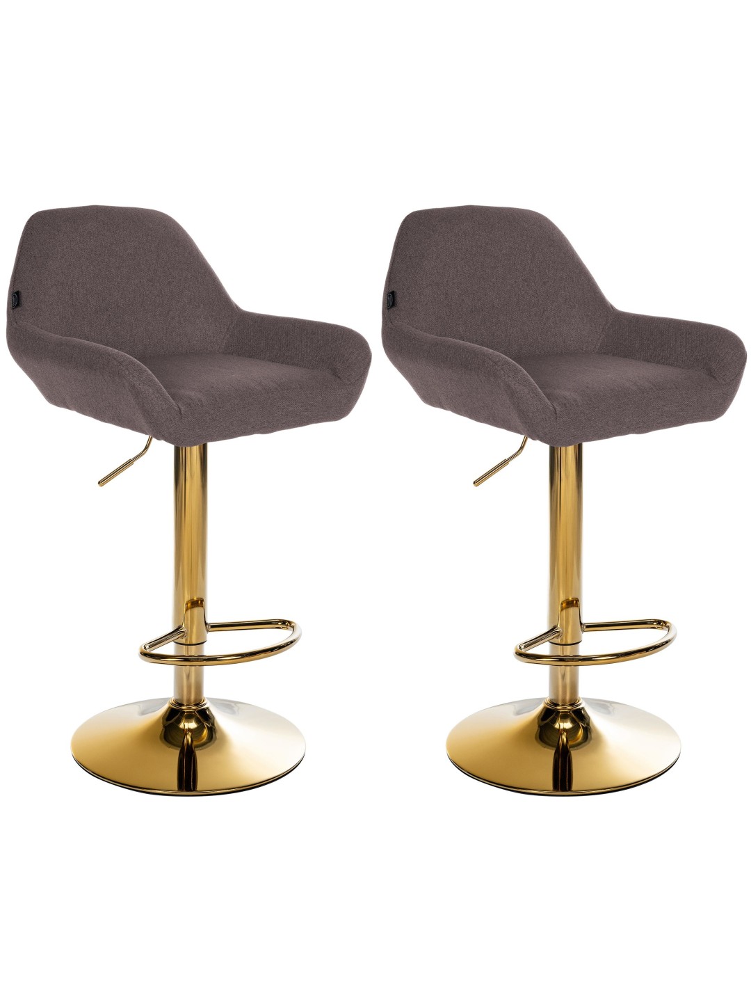 Juego de 2 taburetes de bar Braga Tela Dorada, marrón