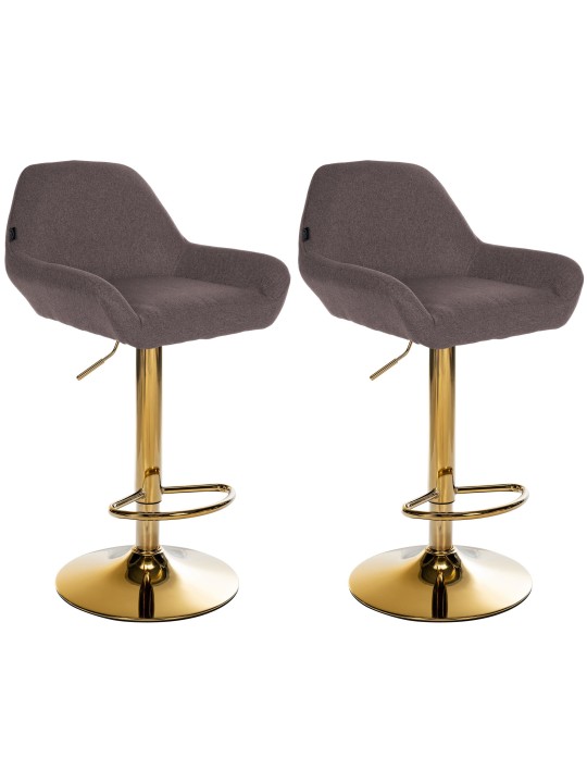Juego de 2 taburetes de bar Braga Tela Dorada, marrón Juego de 2 taburetes de bar Braga Tela Dorada, marrón