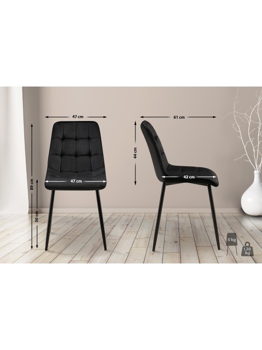 Silla de comedor de terciopelo Gifford, negro Silla de comedor de terciopelo Gifford, negro