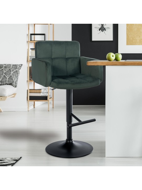Taburete de bar Los Ángeles terciopelo, verde oscuro