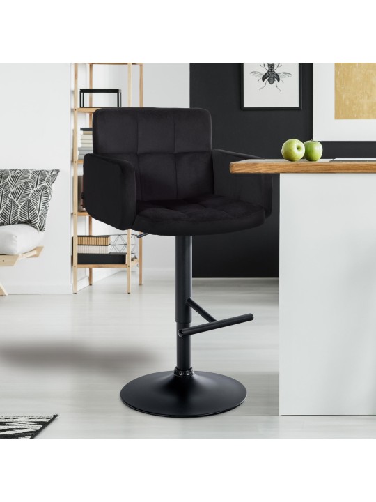 Taburete de bar Los Ángeles terciopelo, negro