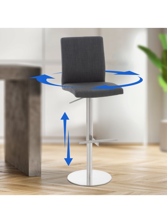 Taburete de bar Cádiz tela acero inoxidable, gris oscuro Taburete de bar Cádiz tela acero inoxidable, gris oscuro