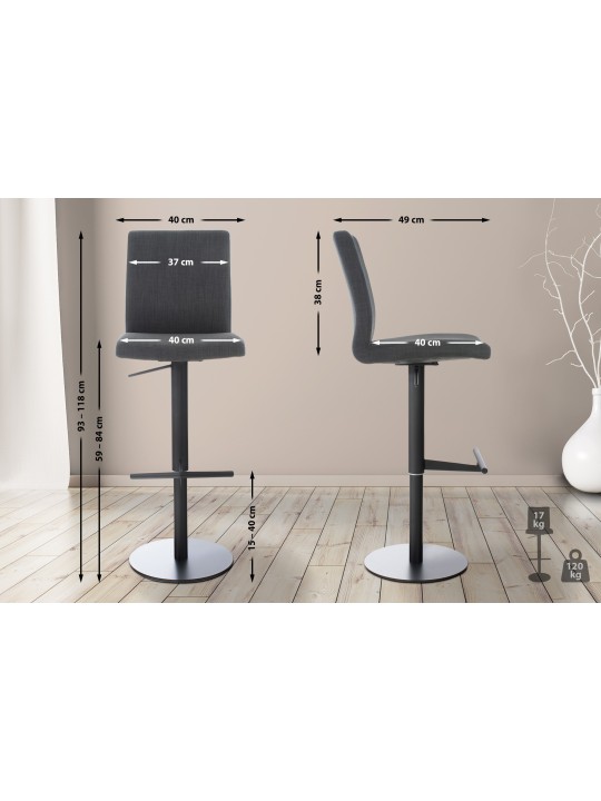 Taburete de bar tela Cádiz, gris oscuro