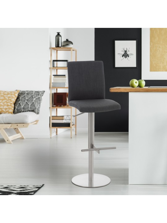 Conjunto de 2 taburetes de bar Cádiz tela acero inoxidable, gris oscuro Conjunto de 2 taburetes de bar Cádiz tela acero inoxidable, gris oscuro