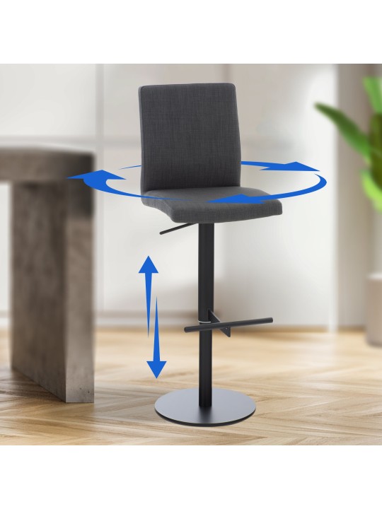 Juego de 2 taburetes de bar tela Cádiz, gris oscuro